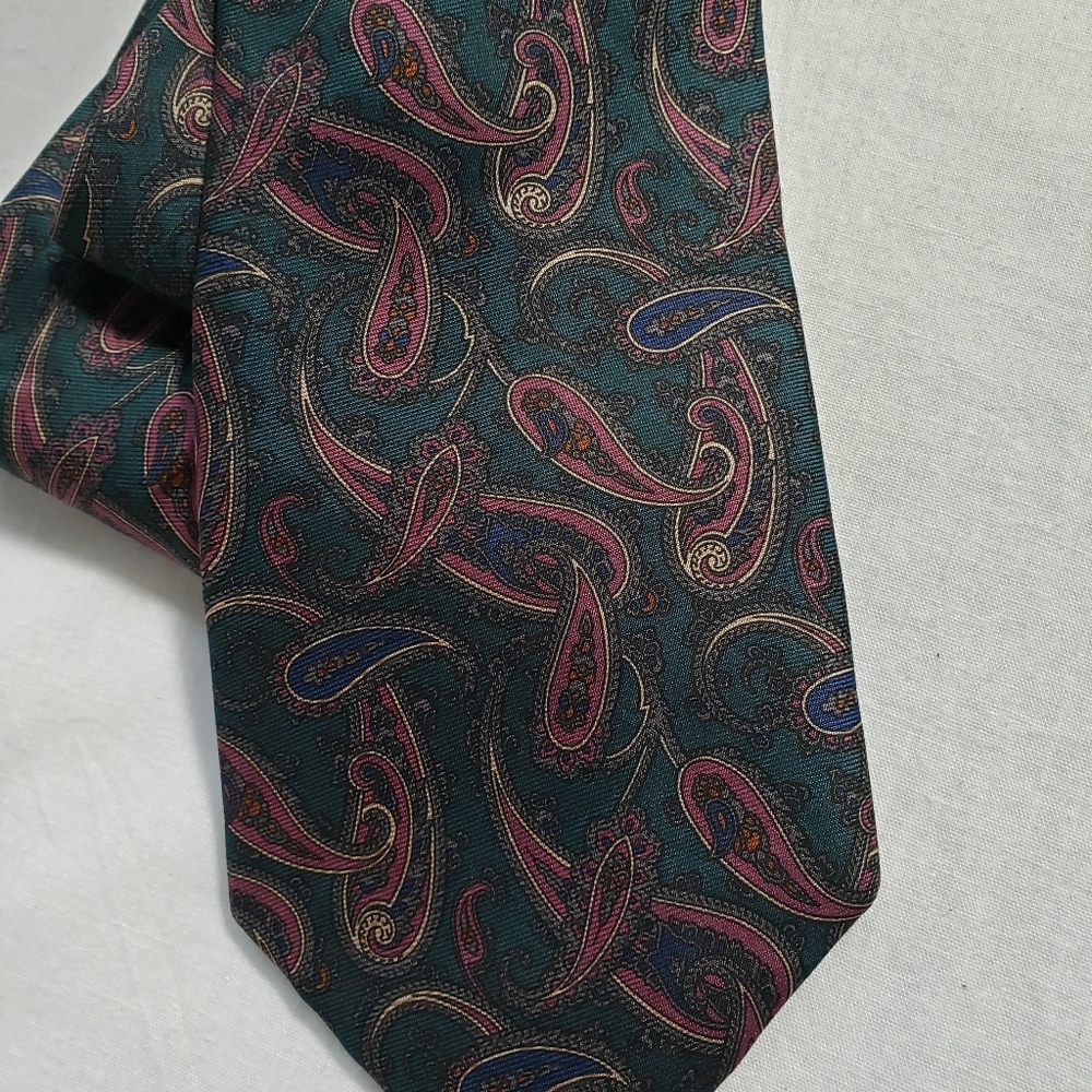 Burt Pulitzer Silk Necktie Handprinted Paisley